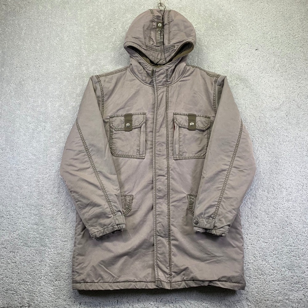 Vintage GAP Kids Jacket Size XXL 14-16 Khaki Parka Utility Field Quilt Lined Y2k